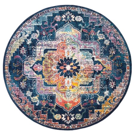 Safavieh 7 x 7 ft. Crystal Power Loomed Round Area Rug; Navy & Fuchsia CRS501H-7R